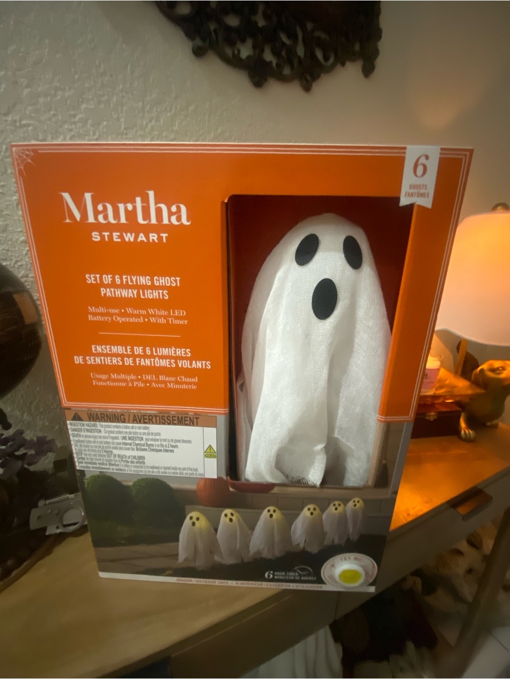Martha Stewart White Flying Ghost Pathway Lights Set of 6